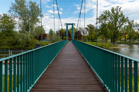 Wroclaw, Poland - May 3 2020: Bielarska footbridge to Bielarska islandのeditorial素材