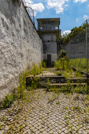Walbrzych, Poland - June 15 2020: Square around old prison custody at urban explorationのeditorial素材