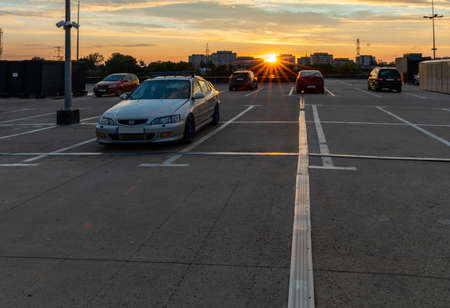 Wroclaw, Poland - July 2 2020 - Meeting of fans of old cars at parking of shopping mallのeditorial素材