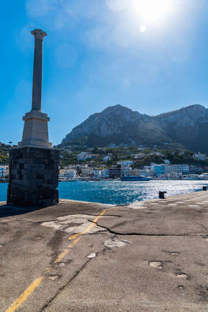 Capri, Italy - August 24 2020: High pillar on the edge of small bayのeditorial素材