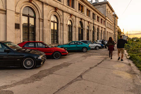 Wroclaw, Poland - September 17 2020: Meeting of fans of old cars at old Swiebodzki railway station