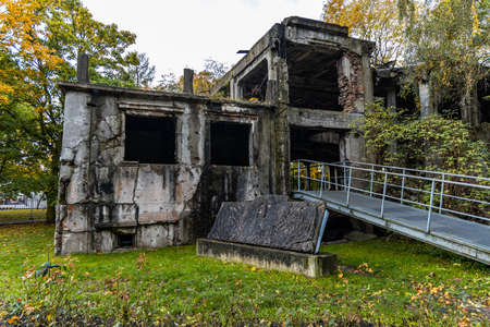 Westerplatte ruins of the New Barracksの写真素材