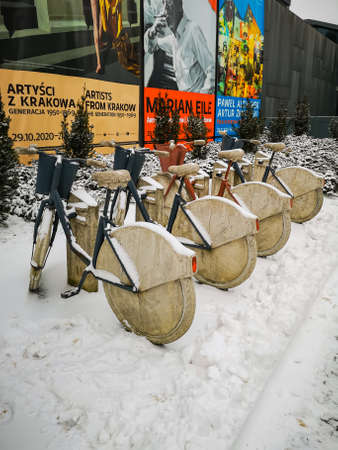 Cracow, Poland - February 2021: Outdoor exhibition in MOCAK Museum of Contemporary Art in Krakowのeditorial素材