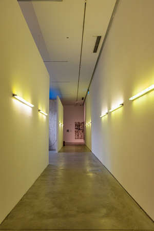 Cracow, Poland - February 2021: Interior of MOCAK Museum of Contemporary Art in Krakow