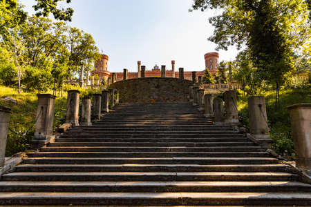 Kamieniec Zabkowicki, Poland - June 2021: Facade of old renovated Marianna OraÅska's Palaceのeditorial素材