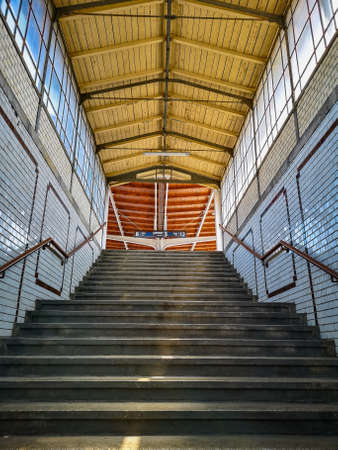 Kamieniec Zabkowicki, Poland - June 2021: Undergroun passage to platforms of railway stationのeditorial素材