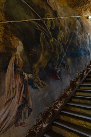 Kamieniec Zabkowicki, Poland - June 2021: Interior of old renovated Marianna OraÅska's Palaceのeditorial素材