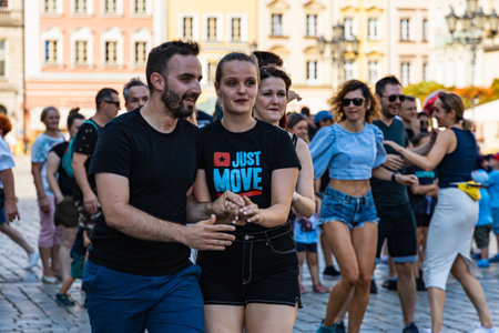 Wroclaw, Poland - July 31, 2021: Rueda de Casino open event at market square