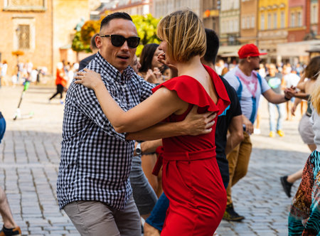 Wroclaw, Poland - July 31, 2021: Rueda de Casino open event at market squareのeditorial素材