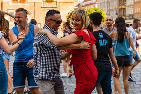 Wroclaw, Poland - July 31, 2021: Rueda de Casino open event at market square