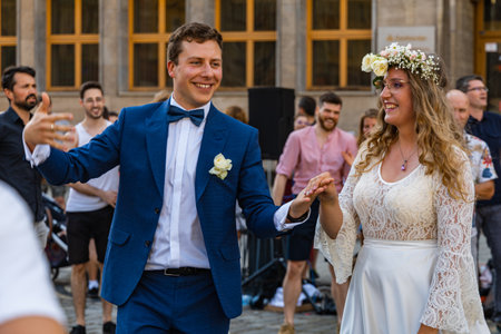 Wroclaw, Poland - July 31, 2021: Rueda de Casino open event at market squareのeditorial素材