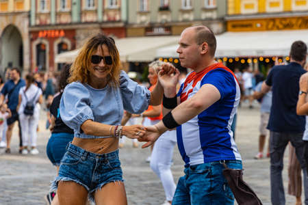 Wroclaw, Poland - July 31, 2021: Rueda de Casino open event at market square
