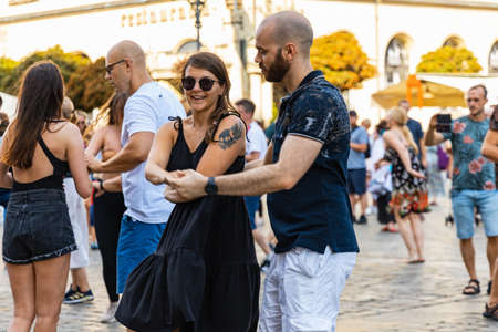 Wroclaw, Poland - July 31, 2021: Rueda de Casino open event at market square