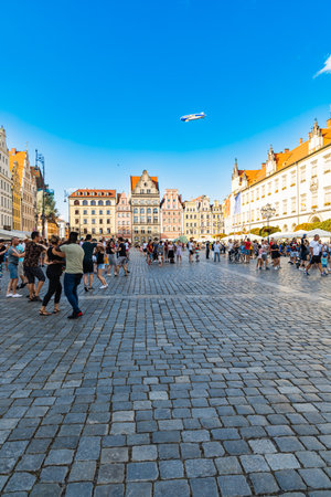 Wroclaw, Poland - July 31, 2021: Rueda de Casino open event at market squareのeditorial素材