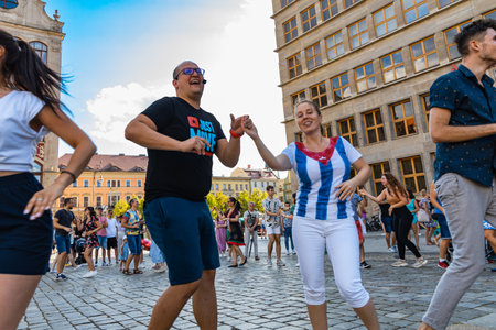Wroclaw, Poland - July 31, 2021: Rueda de Casino open event at market square