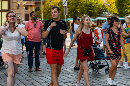 Wroclaw, Poland - July 31, 2021: Rueda de Casino open event at market square