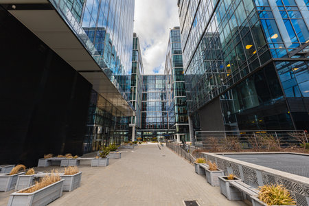 Gdansk, Poland - April 2022: High modern corporate buildings at Olivia Business Centreのeditorial素材