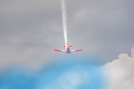 Leszno, Poland - June 16 2023: Antidotum Airshow Leszno 2023 and show of flying helicopter and planes alone and in a groupのeditorial素材