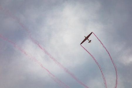 Leszno, Poland - June 16 2023: Antidotum Airshow Leszno 2023 and acrobatic shows of DFS Habicht sky...