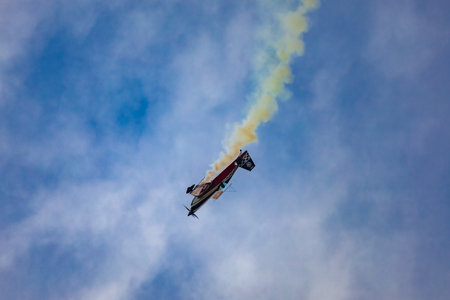 Leszno, Poland - June 16 2023: Antidotum Airshow Leszno 2023 and acrobatic shows full of smoke of...