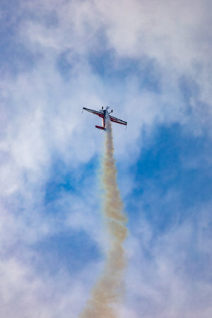 Leszno, Poland - June 16 2023: Antidotum Airshow Leszno 2023 and acrobatic shows full of smoke of...