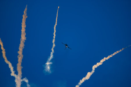 Leszno, Poland - June 16 2023: Antidotum Airshow Leszno 2023 and acrobatic shows full of smoke of...