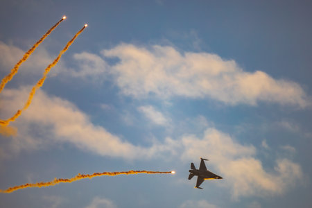 Leszno, Poland - June 16 2023: Antidotum Airshow Leszno 2023 and acrobatic shows full of smoke of...