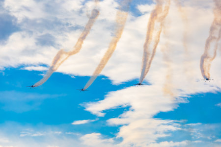 Leszno, Poland - June 16 2023: Antidotum Airshow Leszno 2023 and acrobatic shows full of smoke of...