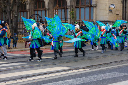 Wroclaw, Poland - November 11 2024: Joyful Independence Day Parade in Wroclaw, Patriotic March with...