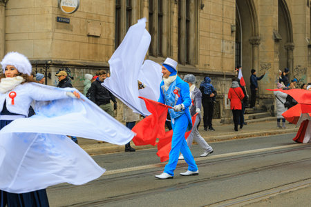 Wroclaw, Poland - November 11 2024: Joyful Independence Day Parade in Wroclaw, Patriotic March with...