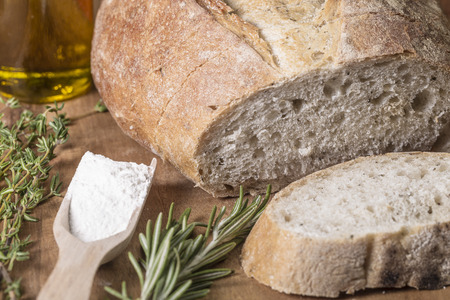 Ligurian farmer's bread with rosemary and thymeの写真素材
