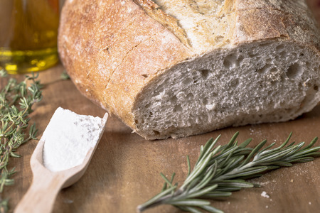 Ligurian farmer's bread with rosemary and thymeの写真素材