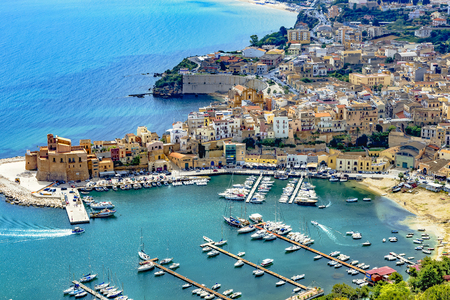 The port city of Castellammare del Golfo near Palermo in Sicilyのeditorial素材