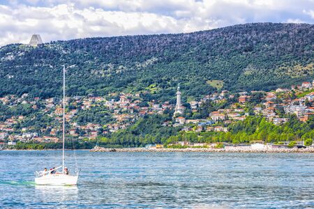 Lighthouse Faro della Vittoriae and the Sanctuary of Monte Grisaの写真素材