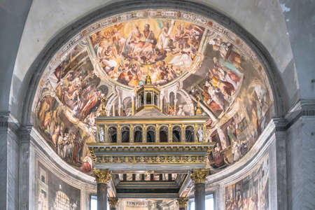Rome, Italy - October 15, .2020 High altar and dome of San Pietro in Vincoli St. Peter in Chains...