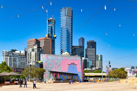 Federation Square in Melbourne in Australia - venue for arts and cultural eventsの写真素材