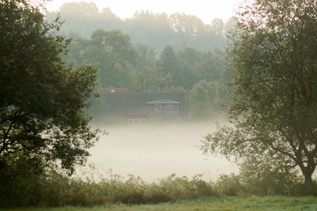 House in the fogの写真素材