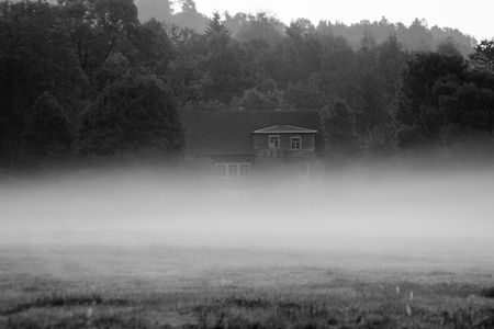 House in the fogの写真素材