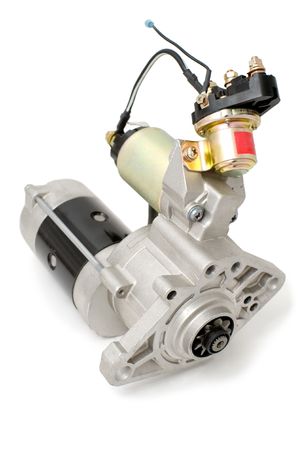 auto part, car electric generator against white backgroundの写真素材