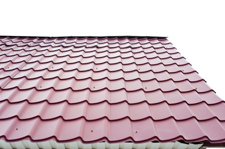 part of roof made of corrugated ironの写真素材