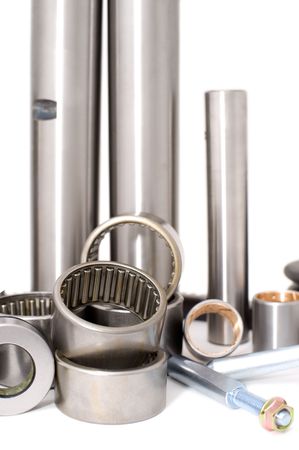 some auto cylindrical spare parts against white backgroundの写真素材