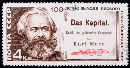 USSR - CIRCA 1967: A stamp is dedicated to the 100th anniversary of the edition of  Kapital by Karl...