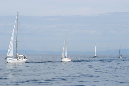GREMYACHINSK, RUSSIA - AUGUST 3: Cruising yachts from Germany, France, UK and Russia (17 crews in...
