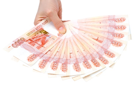 many 5000 rouble bills (the biggest Russian bond) in a hand