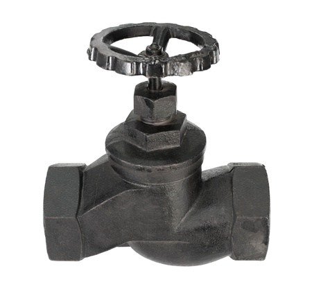 a valve made of thick metal, isolatedの写真素材