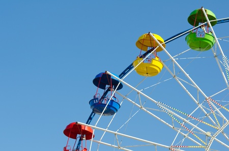 a ferris wheel in blue sky - horizontal shotの写真素材
