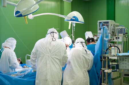 a real surgical operation in a green room