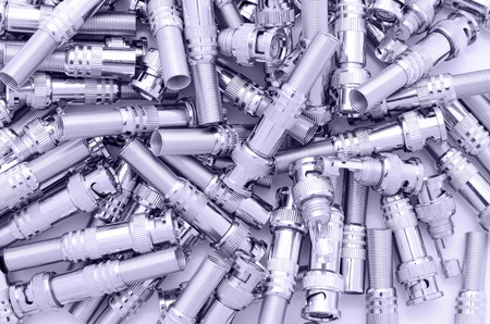 a lot of BNC connectors for videoの写真素材