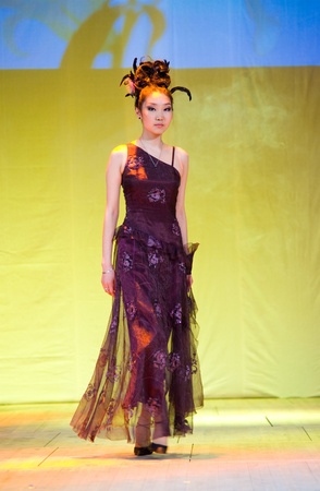 Ulan Ude Russia April 16 A Model Demonstrates A Hairdo By