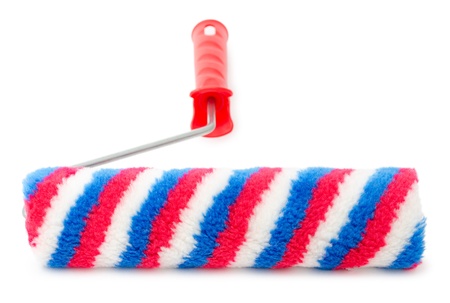 a new paint roller, with colourful stripesの写真素材